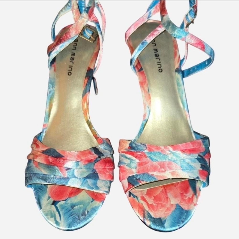 🌸 Vintage Floral Strappy High Heels – Ann Marino Size 8.5 🌸